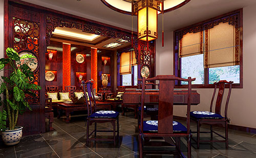 竹溪古典中式风格茶楼包间设计装修效果图